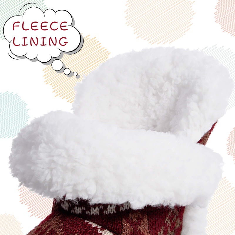 MIXIN Women Comfort Warm Fluffy Faux Fur Slipper Boots Soft Memory Foam Ankle Booties House Pull on Shoes Anti-Slip Sole Indoor Outdoor (5-6, Red, numeric_5) - Image 3
